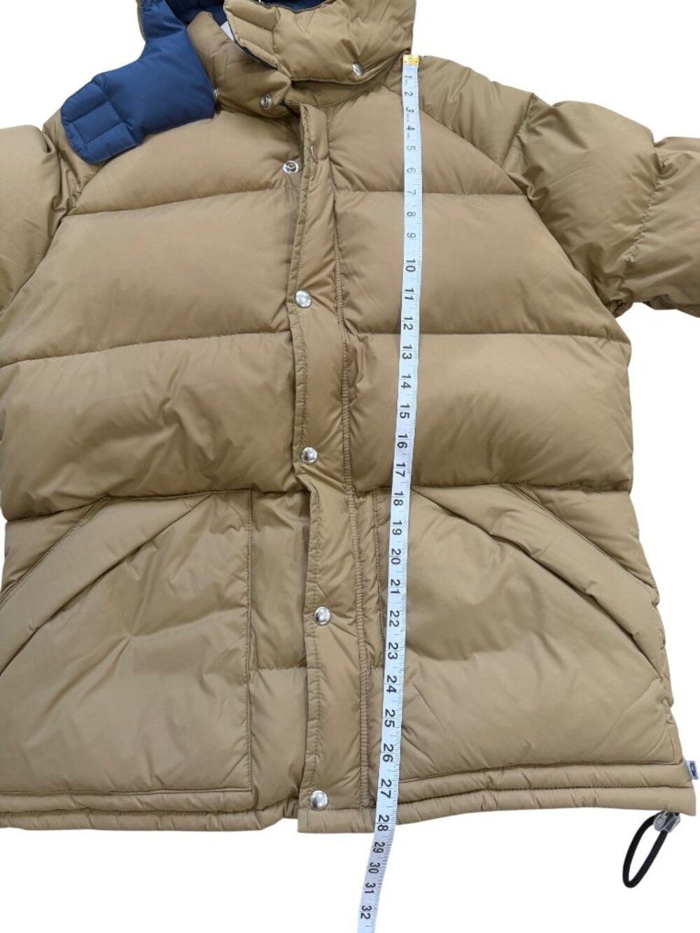 Vtg Penfield Mens Size M Puffer Jacket Down Hooded Winter Coat Tan Blue Outdoors - Picture 5 of 7